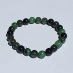 8mm Black Tourmaline and Green Ruby Zoisite