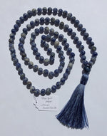 Calm and Strong Mala Necklace (Blue Spotted Jasper and Flower Dumortierite)