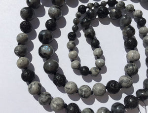 Grounding Protection Necklace (Shungite, Black Lava, Gray Silver Crazy Agate, Larvikite)