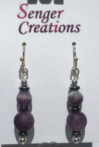 Frosted Amethyst and Hematite Earrings