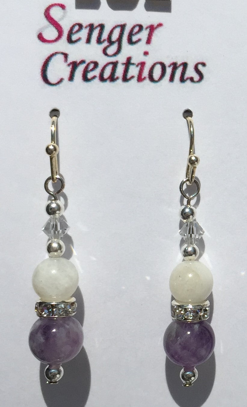Swarovski Crystal, Moonstone and Amethyst Earrings