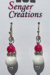 Plum Banded Agate (Dyed) and Howlite Earrings