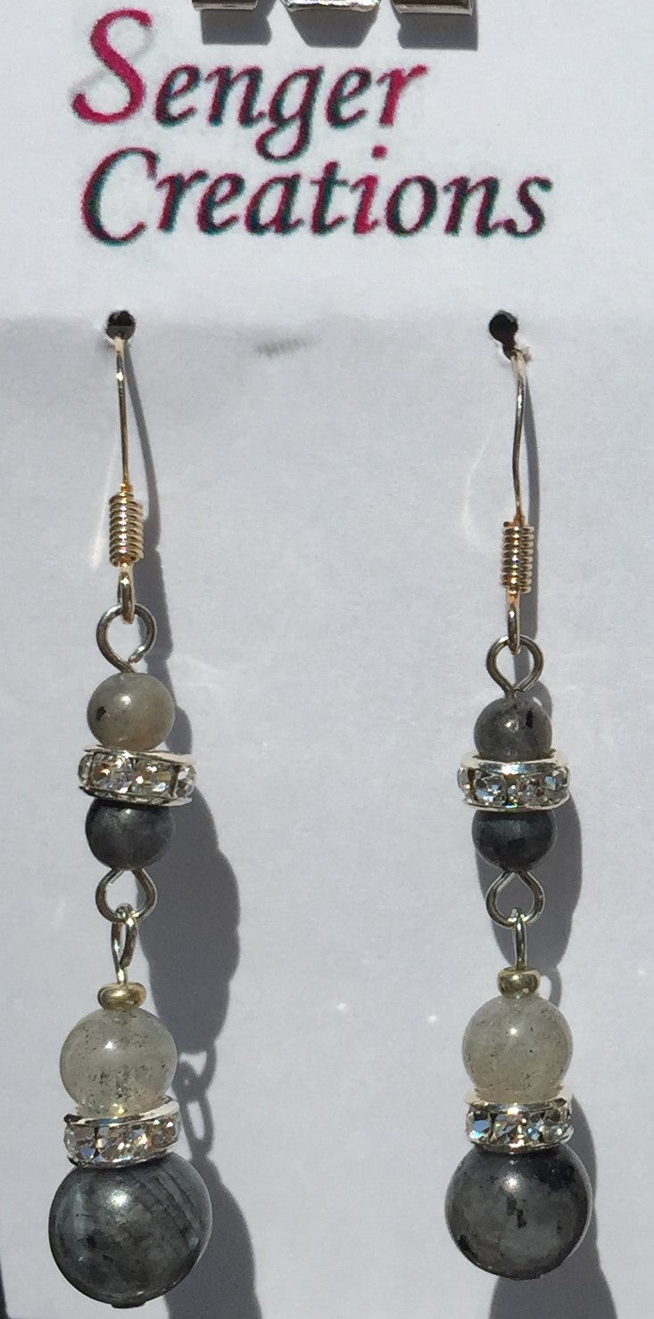 Larvikite and Labradorite Earrings