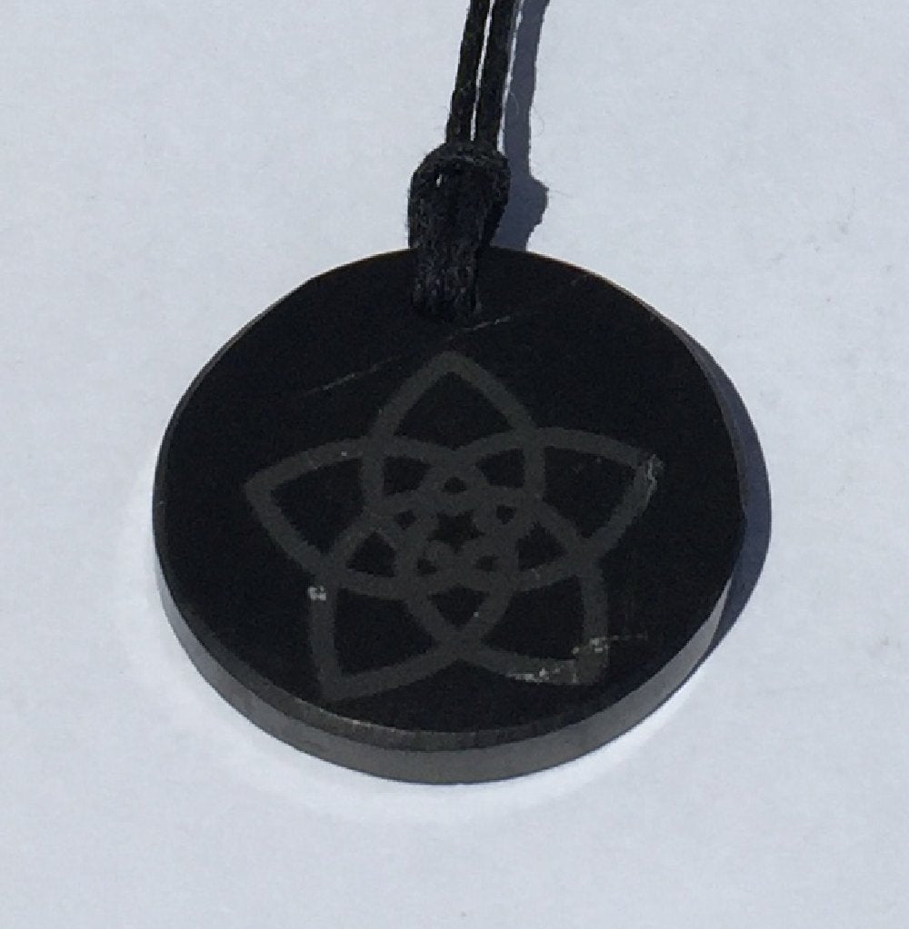 Polished Shungite Pendant: Flower (3cm)