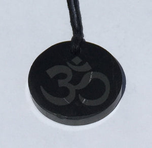 Polished Shungite Pendant: Ohm (3cm)