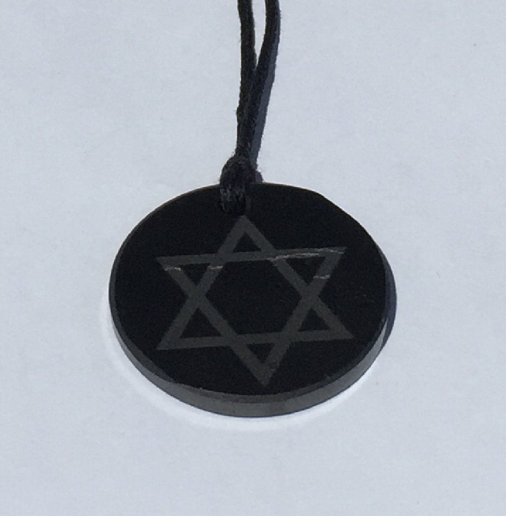 Polished Shungite Pendant: Star of David (3cm)