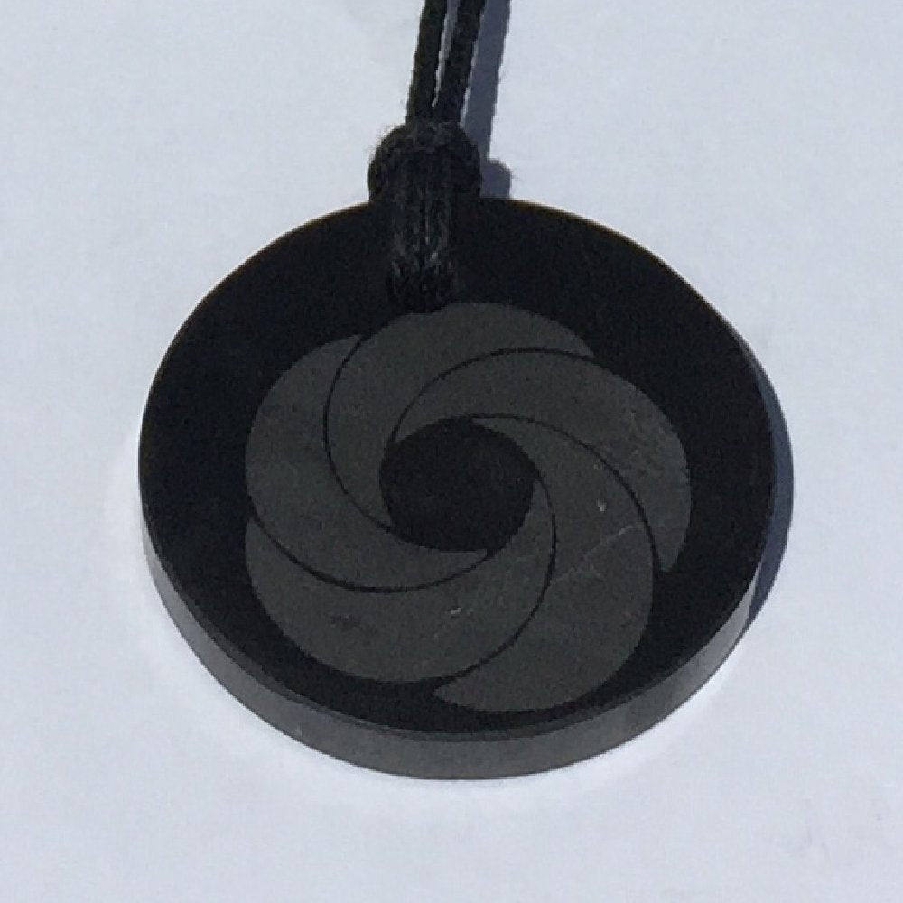 Polished Shungite Pendant: Flower 2 (3cm)