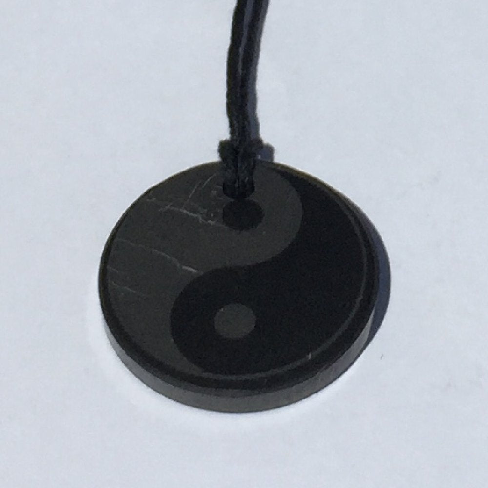 Polished Shungite Pendant: Yin-Yang (3cm)